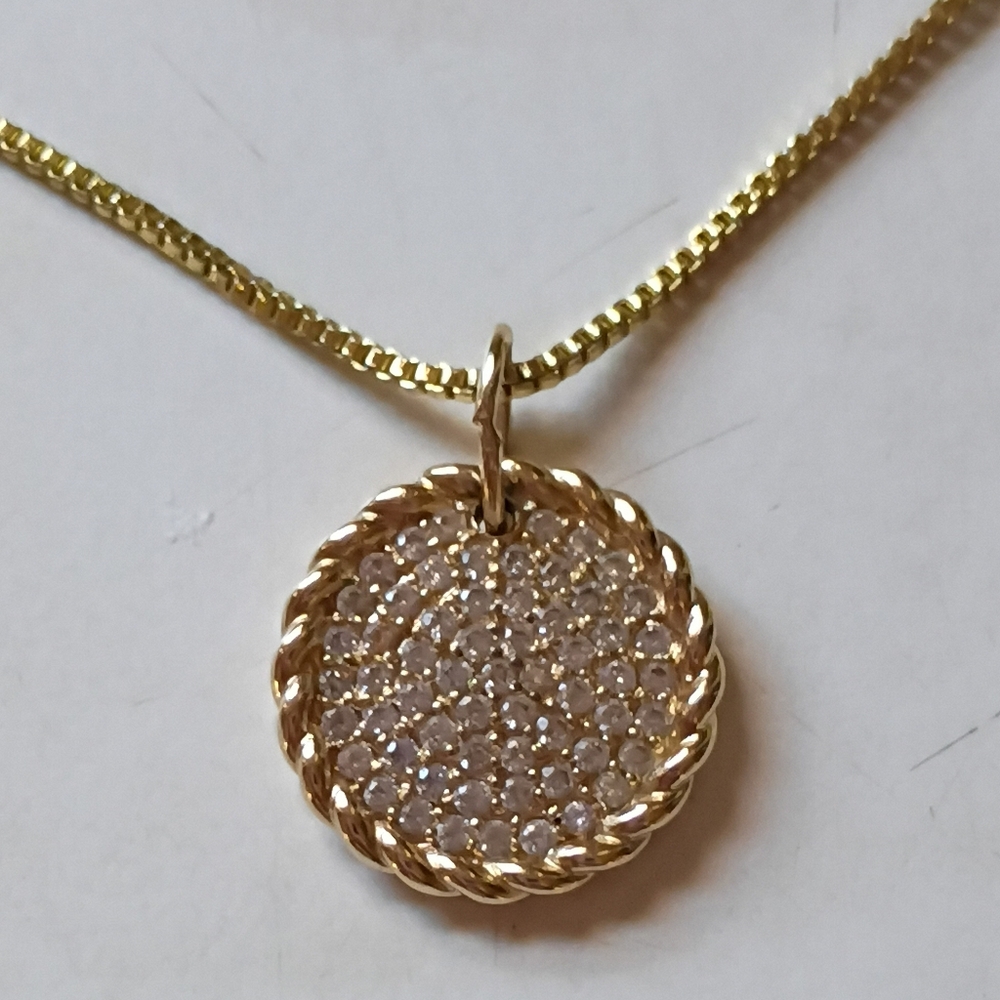 Gold Pendant With Tiny Clear Gemstone Necklace